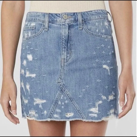 Flying Monkey‎ Women’s Heavily Distressed Mini Denim Skirt Blue Cotton Size 28 - Picture 1 of 11